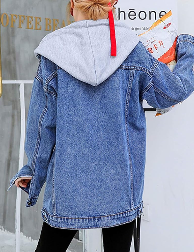 ZGZZ7 Women's Distressed BF Denim Jackets Buttons-Down